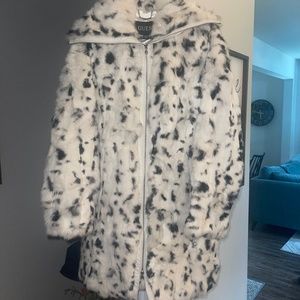 Faux Dalmatian Fur Coat